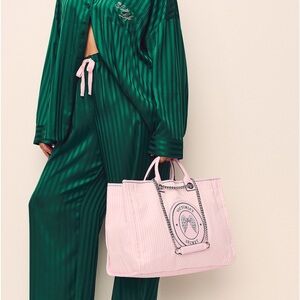 Victoria's Secret Pink Corduroy Tote with Chain Strap